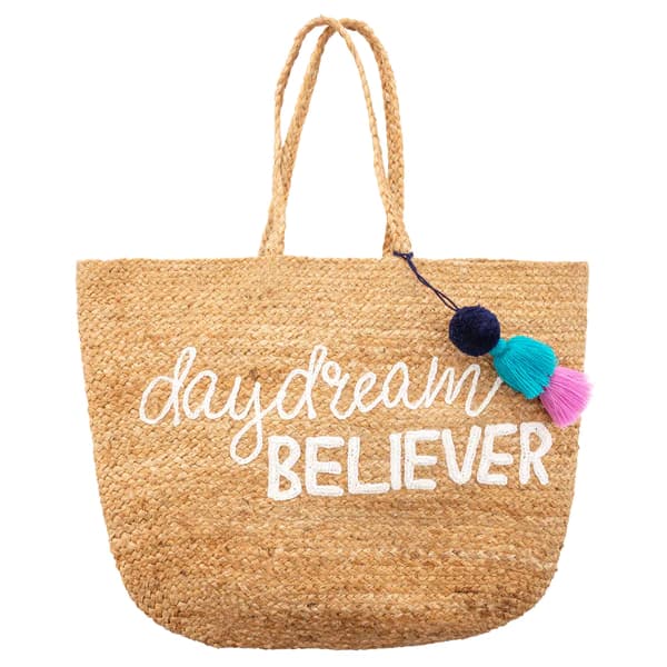 BELIEVER NATURAL JUTE BEACH BAG