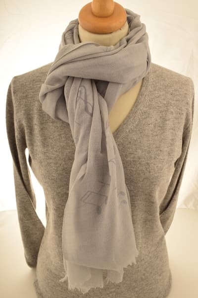 KAWARI GREY COLOURED CASHMERE SCARF