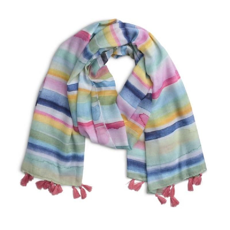 MIRAGE STRIPED PRINTED COTTON SCARF