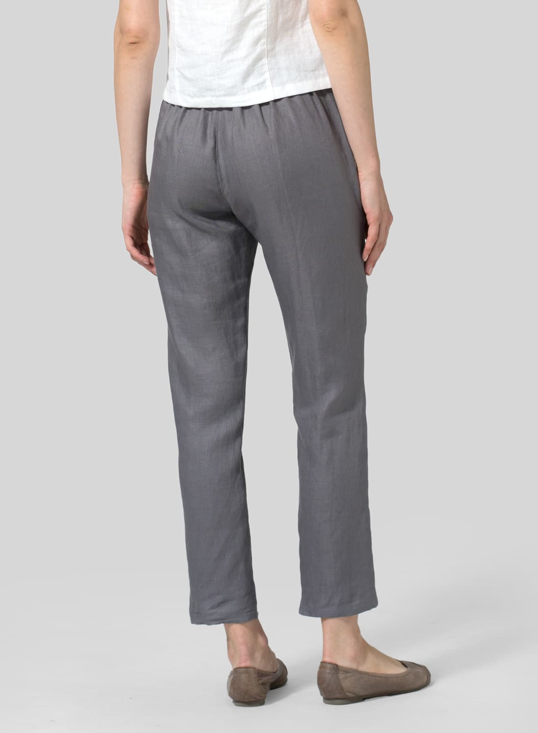 DIM GRAY LINEN SLIM ANKLE PANTS