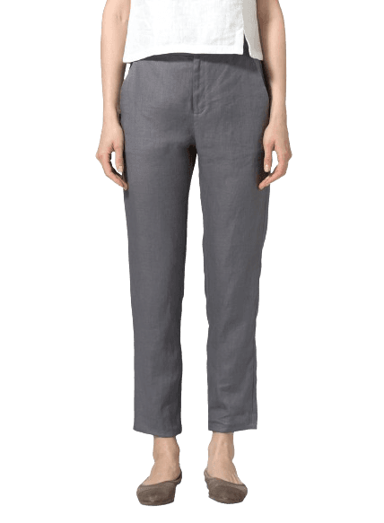 DIM GRAY LINEN SLIM ANKLE PANTS