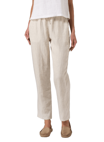 LIGHT OAT LINEN CASUAL ANKLE LENGTH PANTS