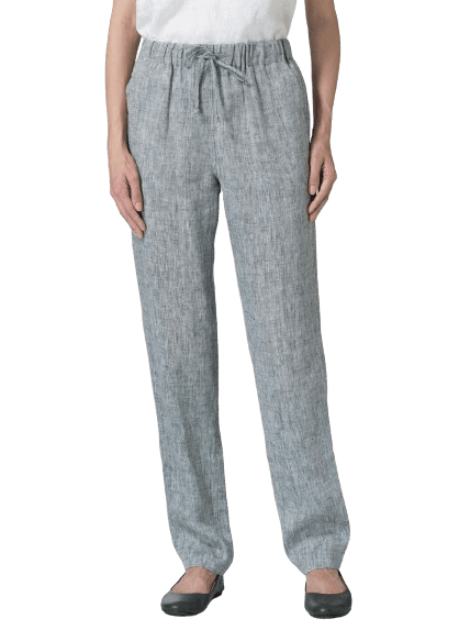LIGHT GRAY LINEN CASUAL LONG PANTS