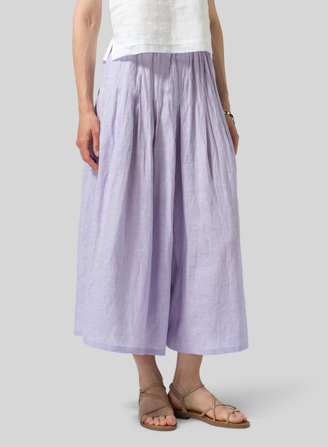 PASTEL MAUVE LINEN PLEATED CULOTTES