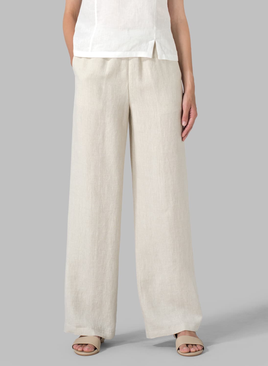 SAND LINEN CASUAL EXTRA LONG PANTS