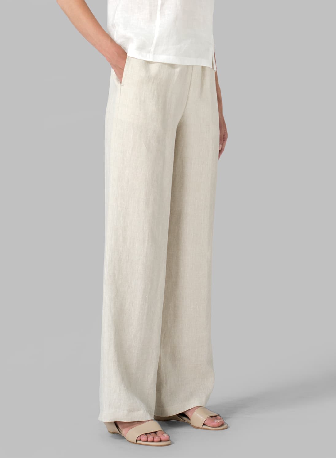 SAND LINEN CASUAL EXTRA LONG PANTS
