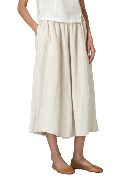 OAT LINEN LOW RISE WIDE LEG PANTS