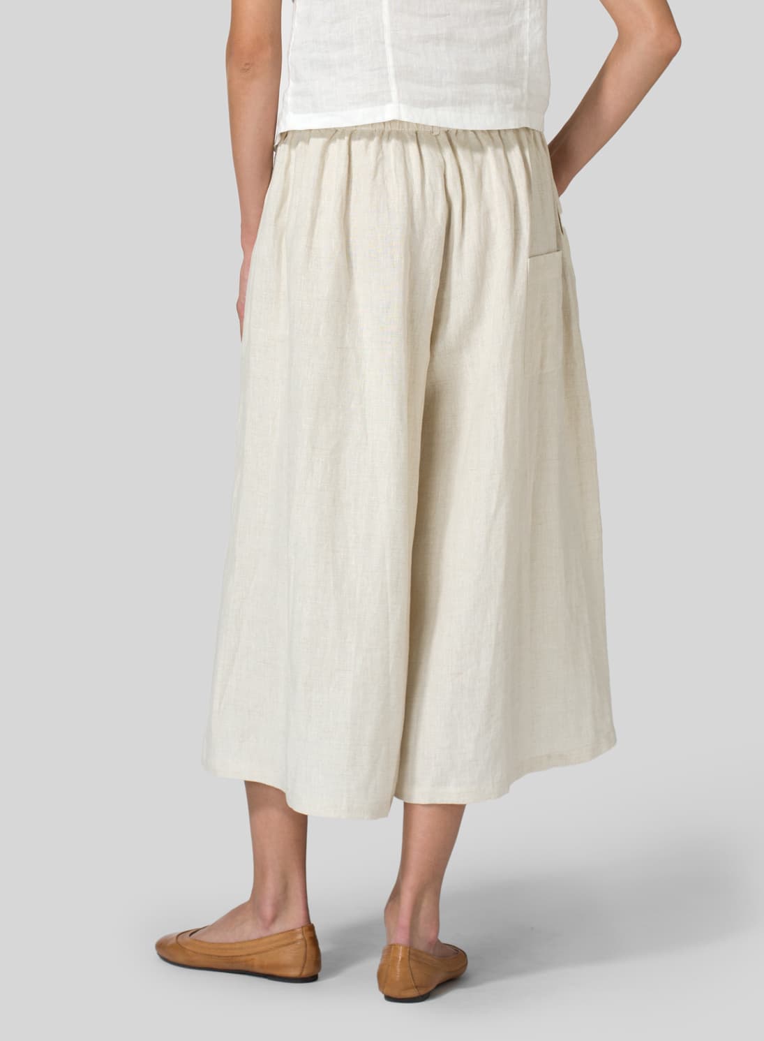 OAT LINEN LOW RISE WIDE LEG PANTS