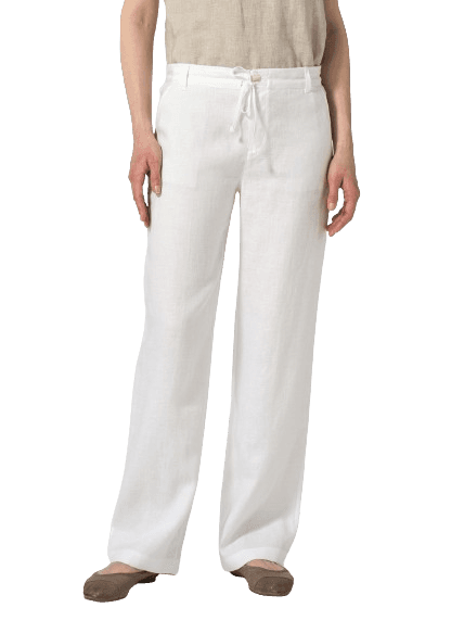 WHITE LINEN ALL DAY LONG STRAIGHT PANTS