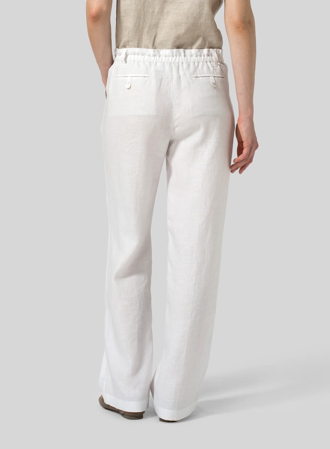 WHITE LINEN ALL DAY LONG STRAIGHT PANTS