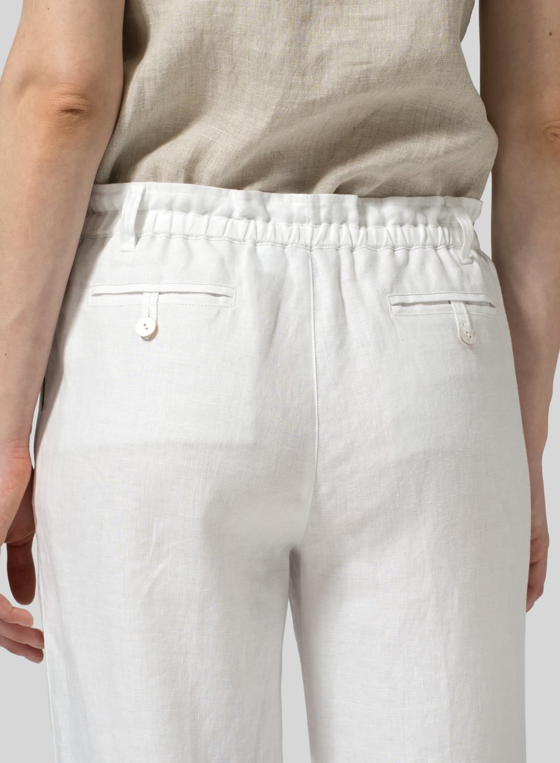WHITE LINEN ALL DAY LONG STRAIGHT PANTS