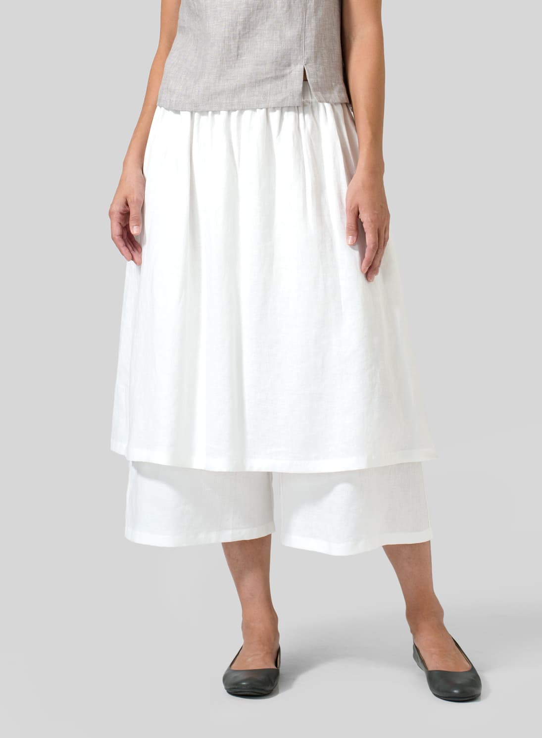 WHITE LINEN TWO LAYER CULOTTES