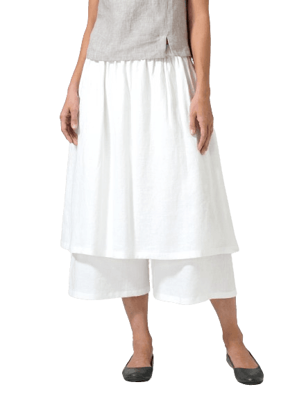 WHITE LINEN TWO LAYER CULOTTES