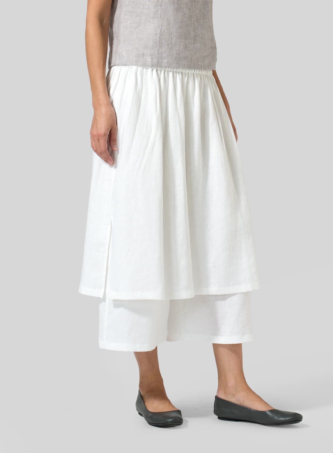 WHITE LINEN TWO LAYER CULOTTES