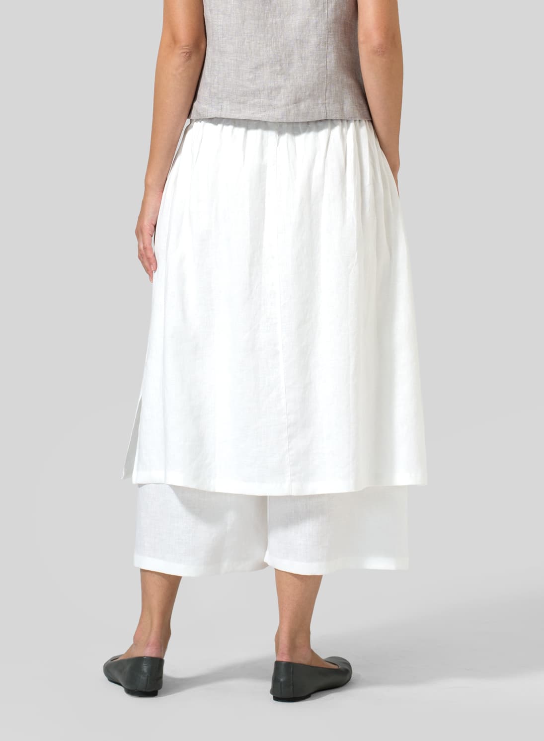 WHITE LINEN TWO LAYER CULOTTES