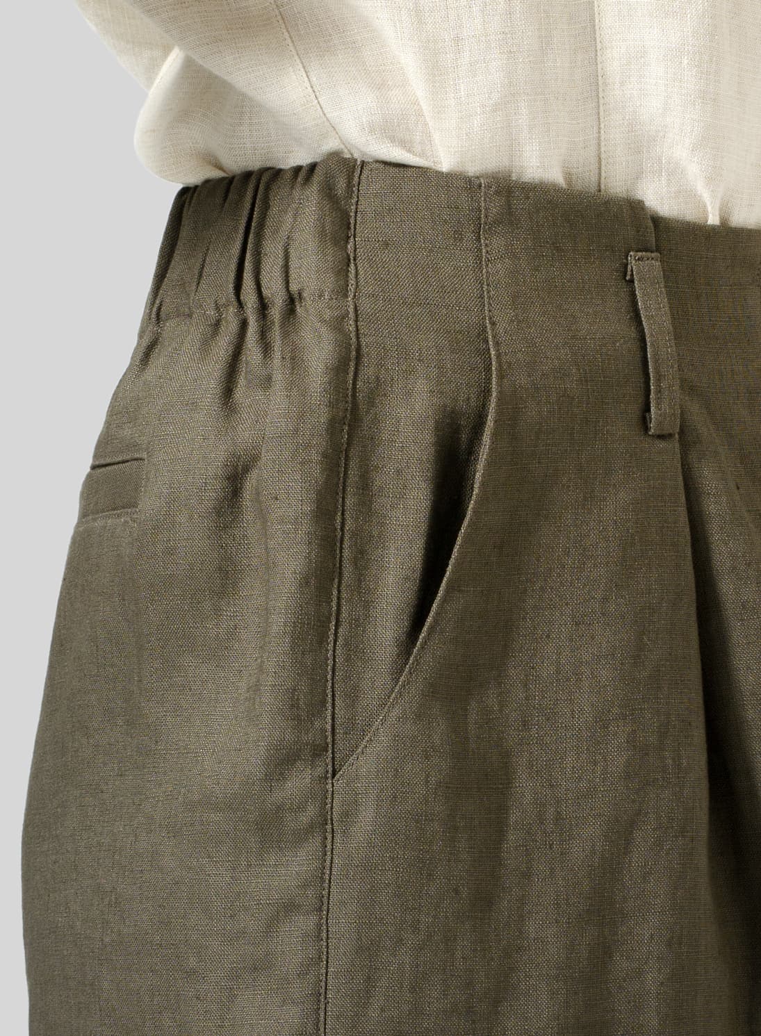 DARK TAUPE COLOR LINEN SHORTS