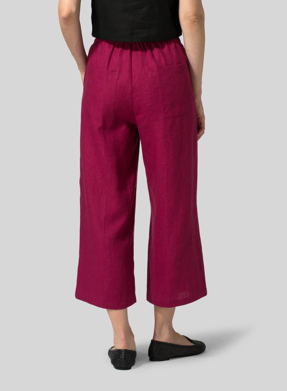 CLARET VIOLET LINEN STRAIGHT ANKLE PANTS
