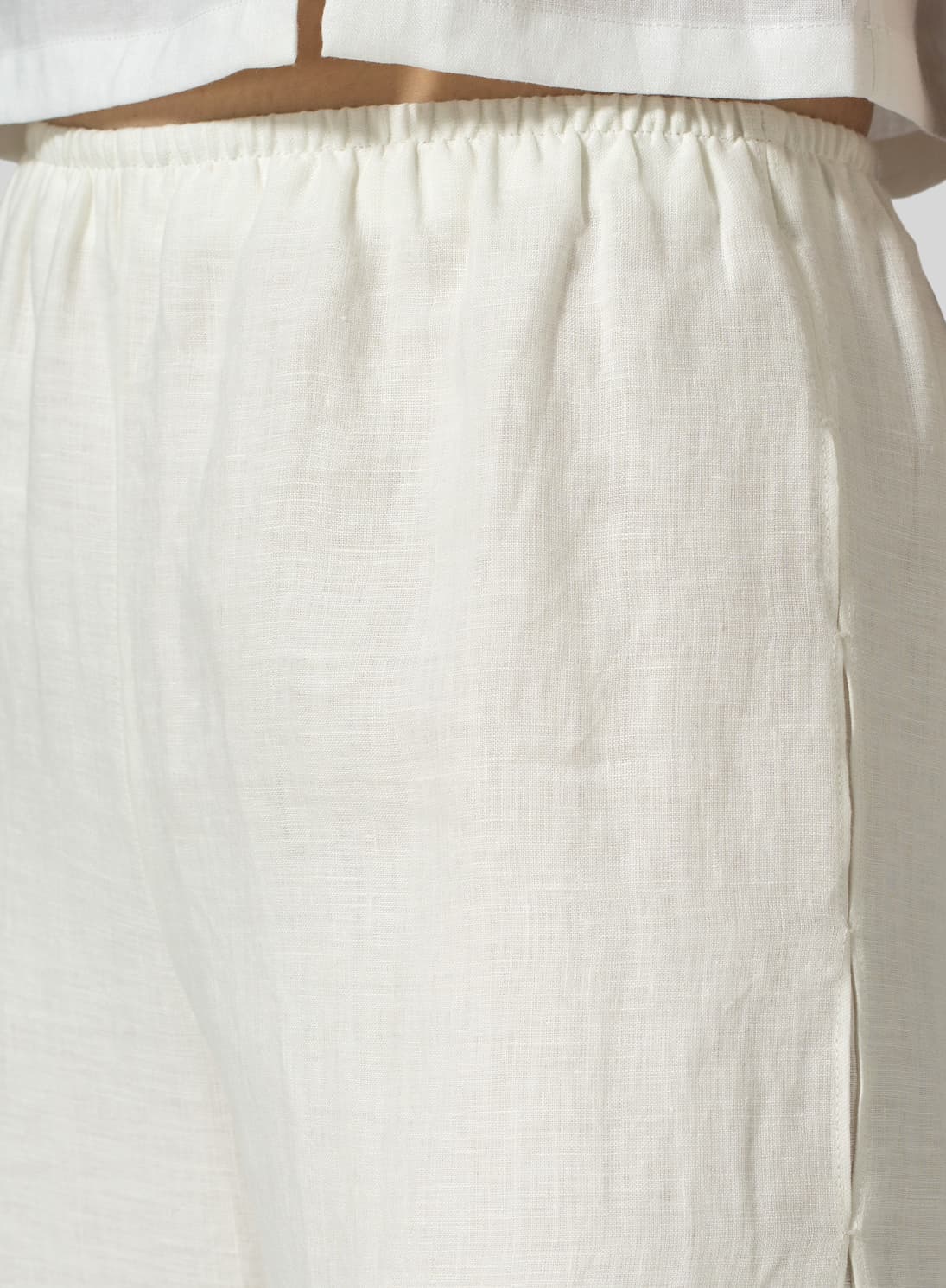 WHITE LINEN DOUBLE LAYER ANKLE LENGTH PANTS