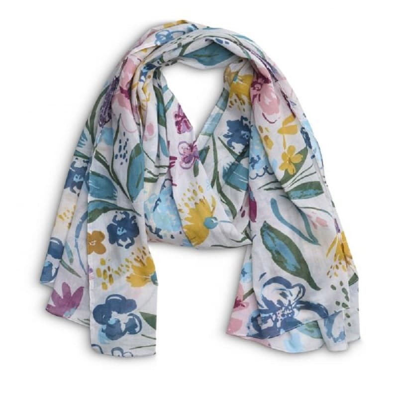 PRIORY FLORAL PRINTED COTTON SCARF