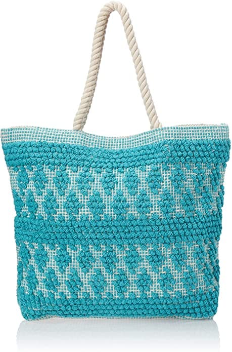 TURQUOISE HANDWOVEN TOTE BAG