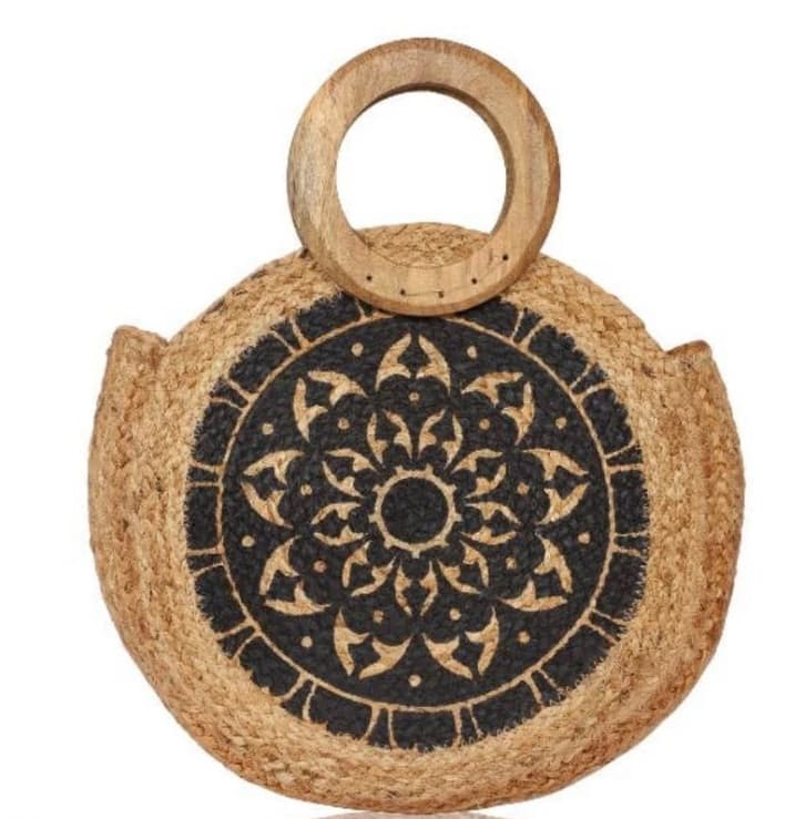 FLORAL PRINT JUTE  BAG