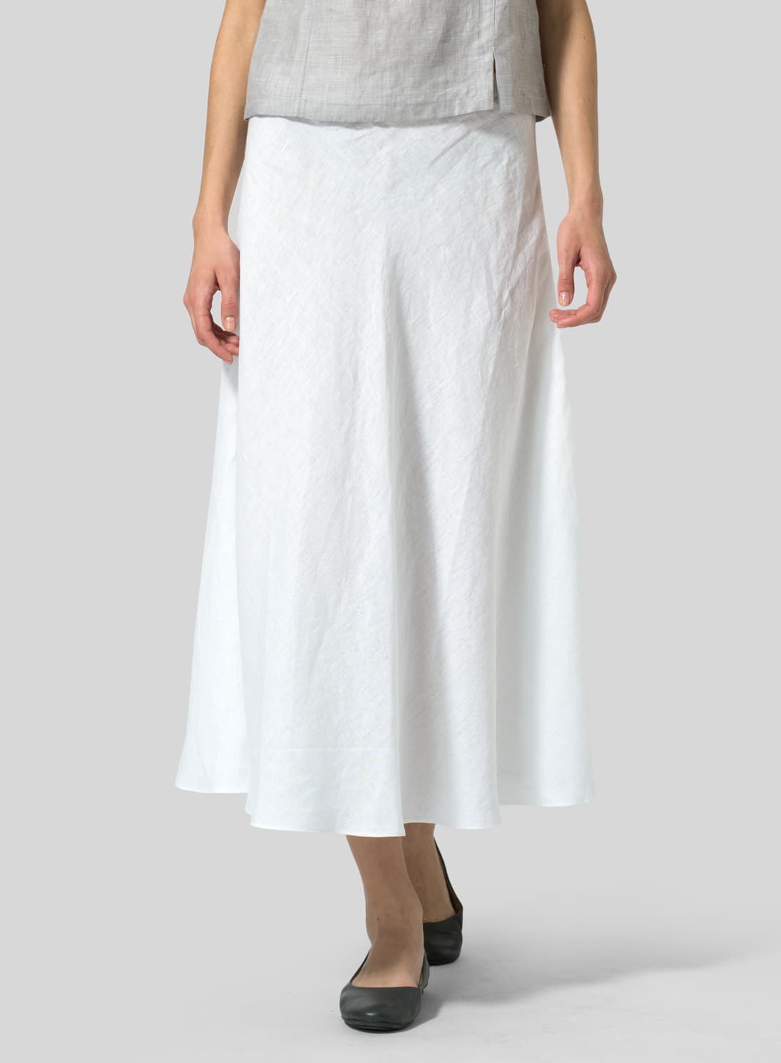 WHITE LINEN LONG FLOWING SKIRT
