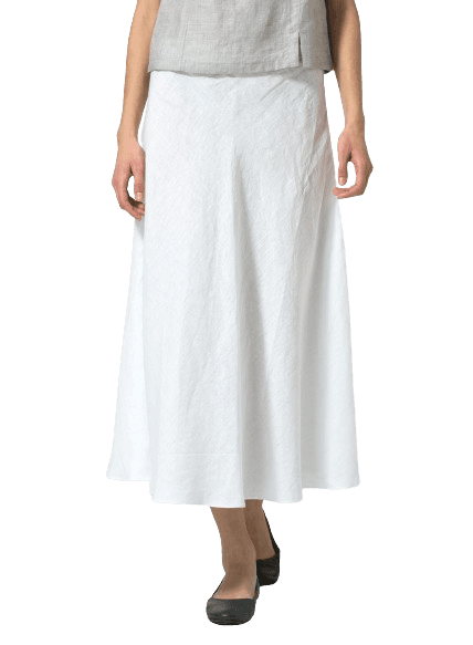 WHITE LINEN LONG FLOWING SKIRT