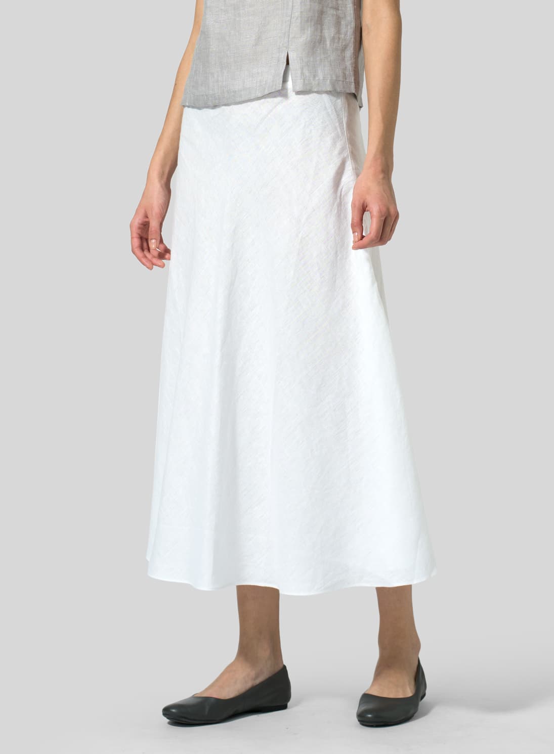 WHITE LINEN LONG FLOWING SKIRT