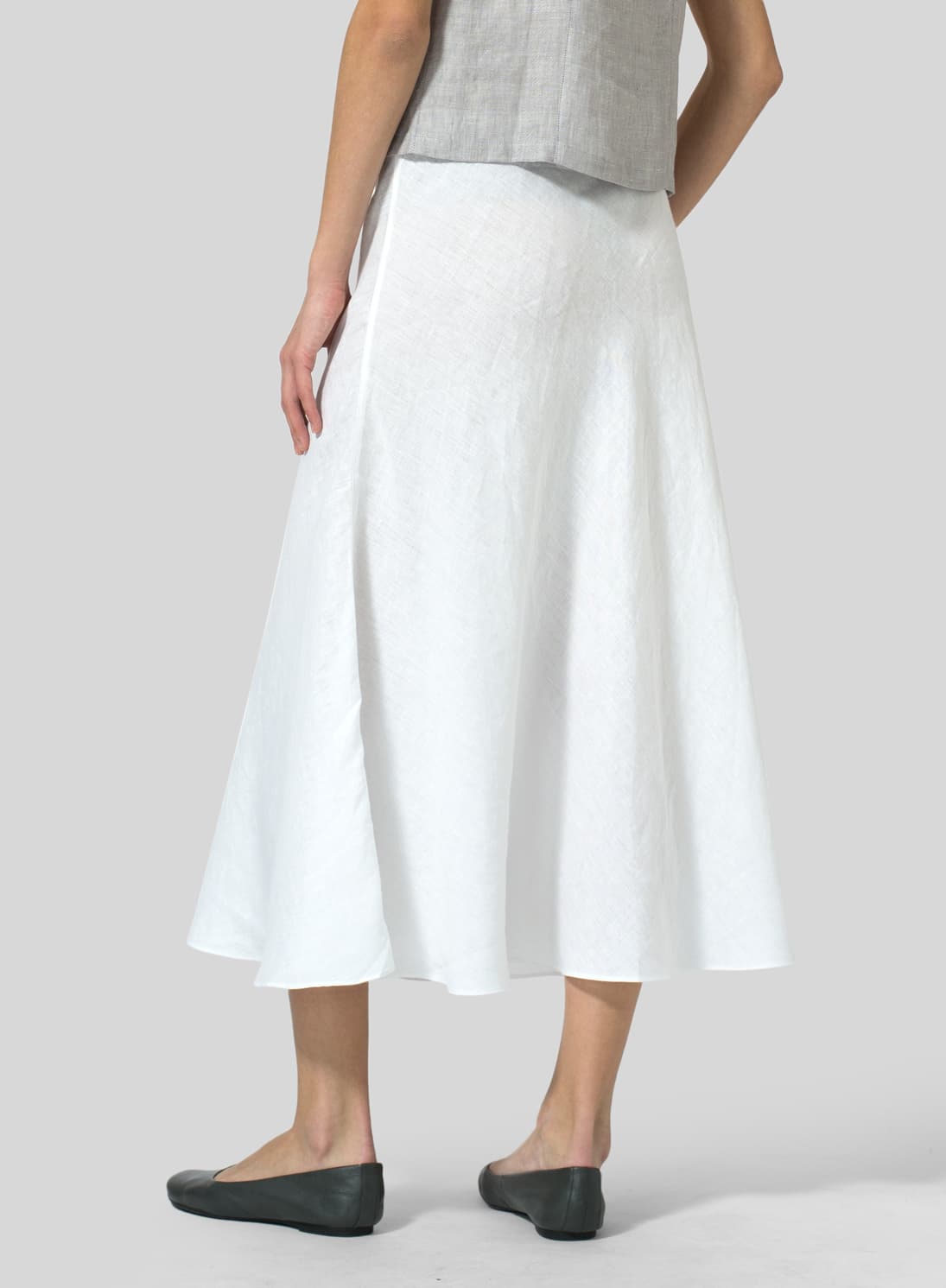 WHITE LINEN LONG FLOWING SKIRT