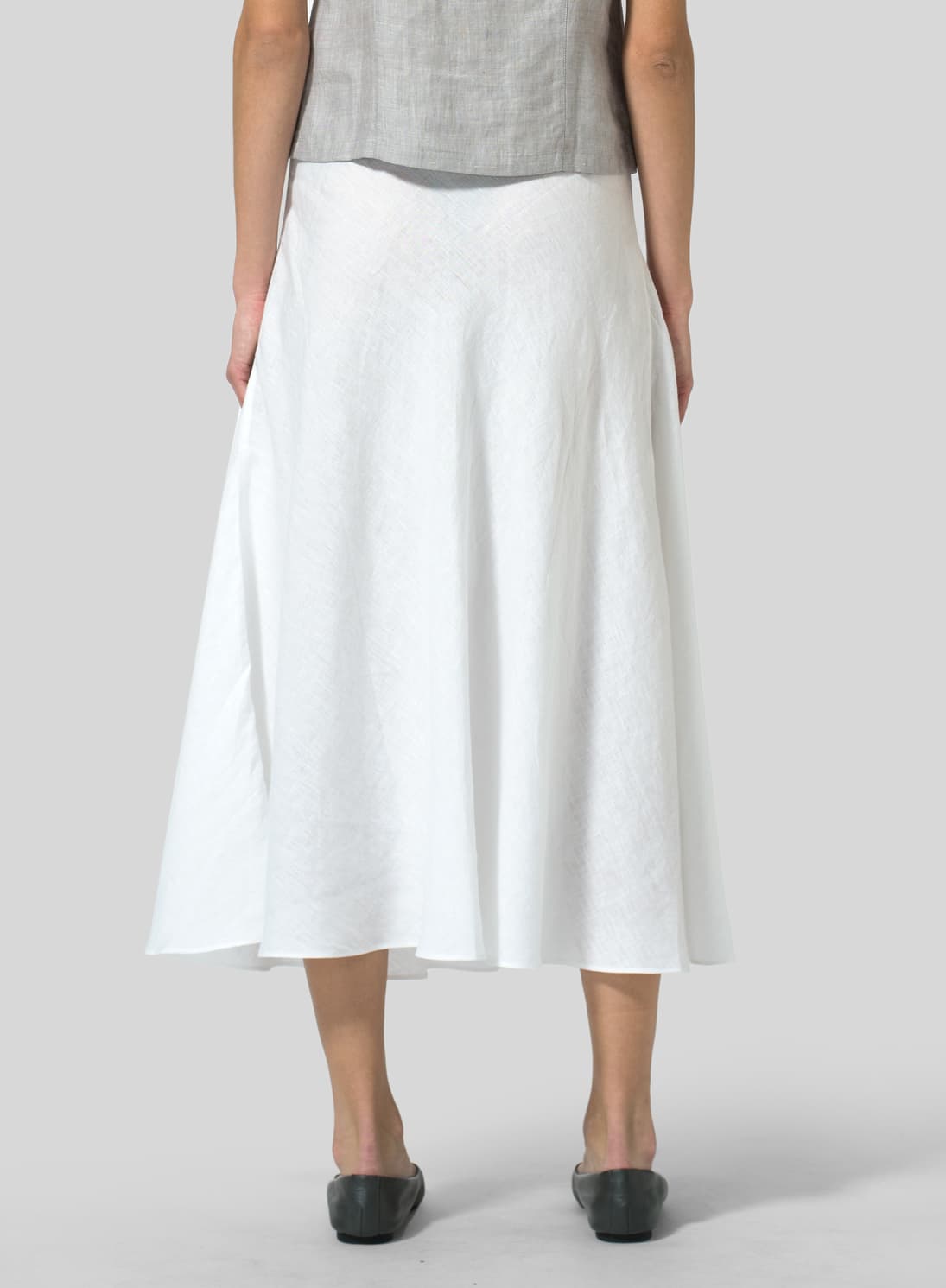 WHITE LINEN LONG FLOWING SKIRT