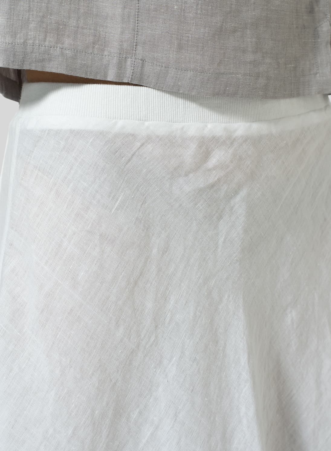 WHITE LINEN LONG FLOWING SKIRT