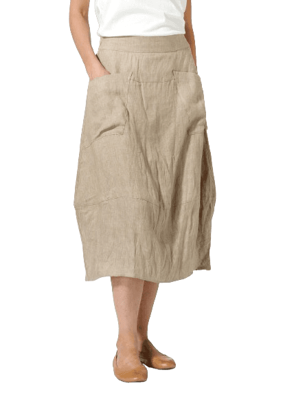 KHAKI LINEN LOOSE LANTERN SKIRT