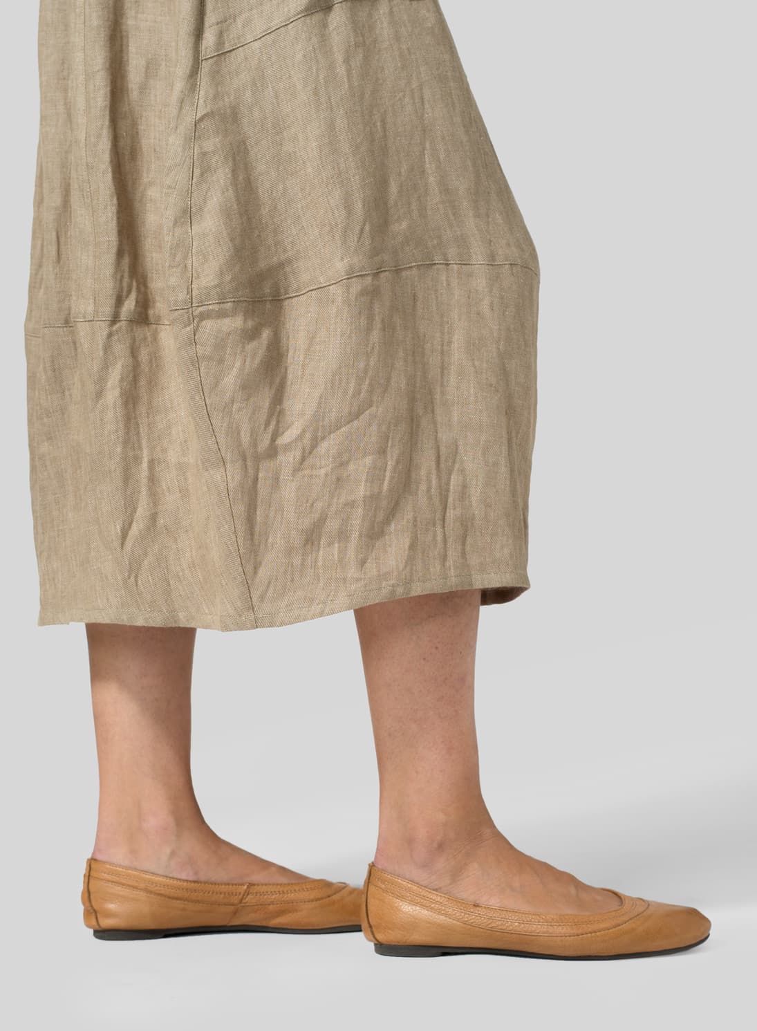 KHAKI LINEN LOOSE LANTERN SKIRT