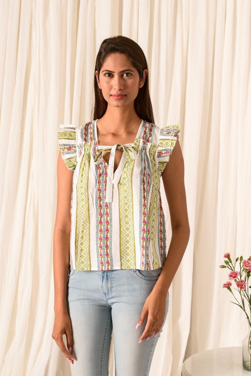 Cotton Multi Striped Pattern Top