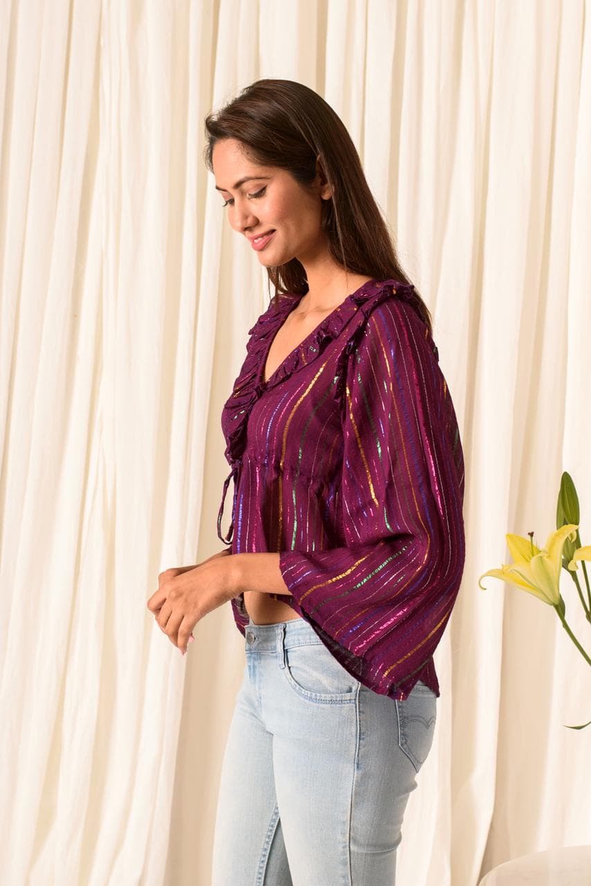 Purple Stripes Pattern Top