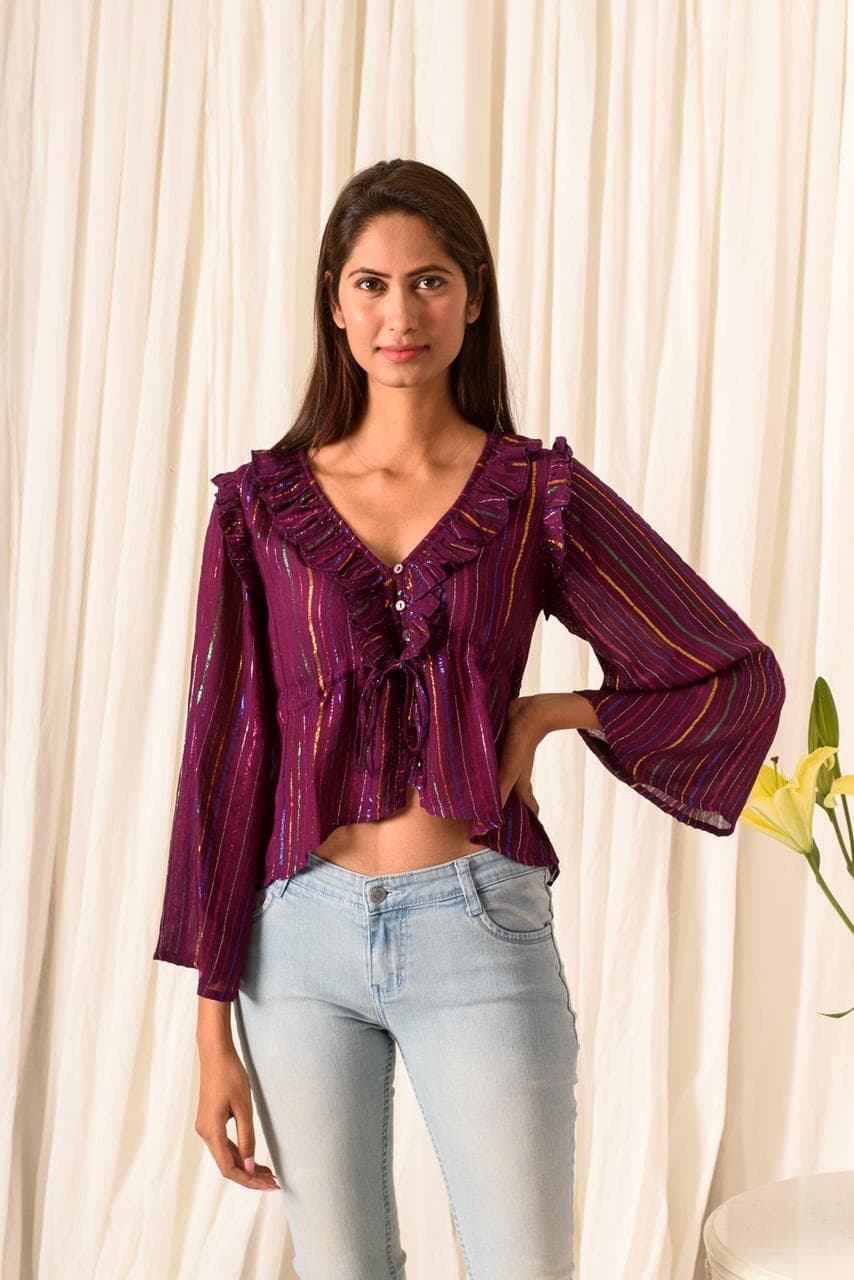 Purple Stripes Pattern Top