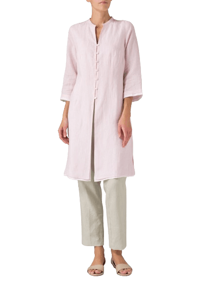 PINK LINEN DOUBLE LAYERS LONG TOP