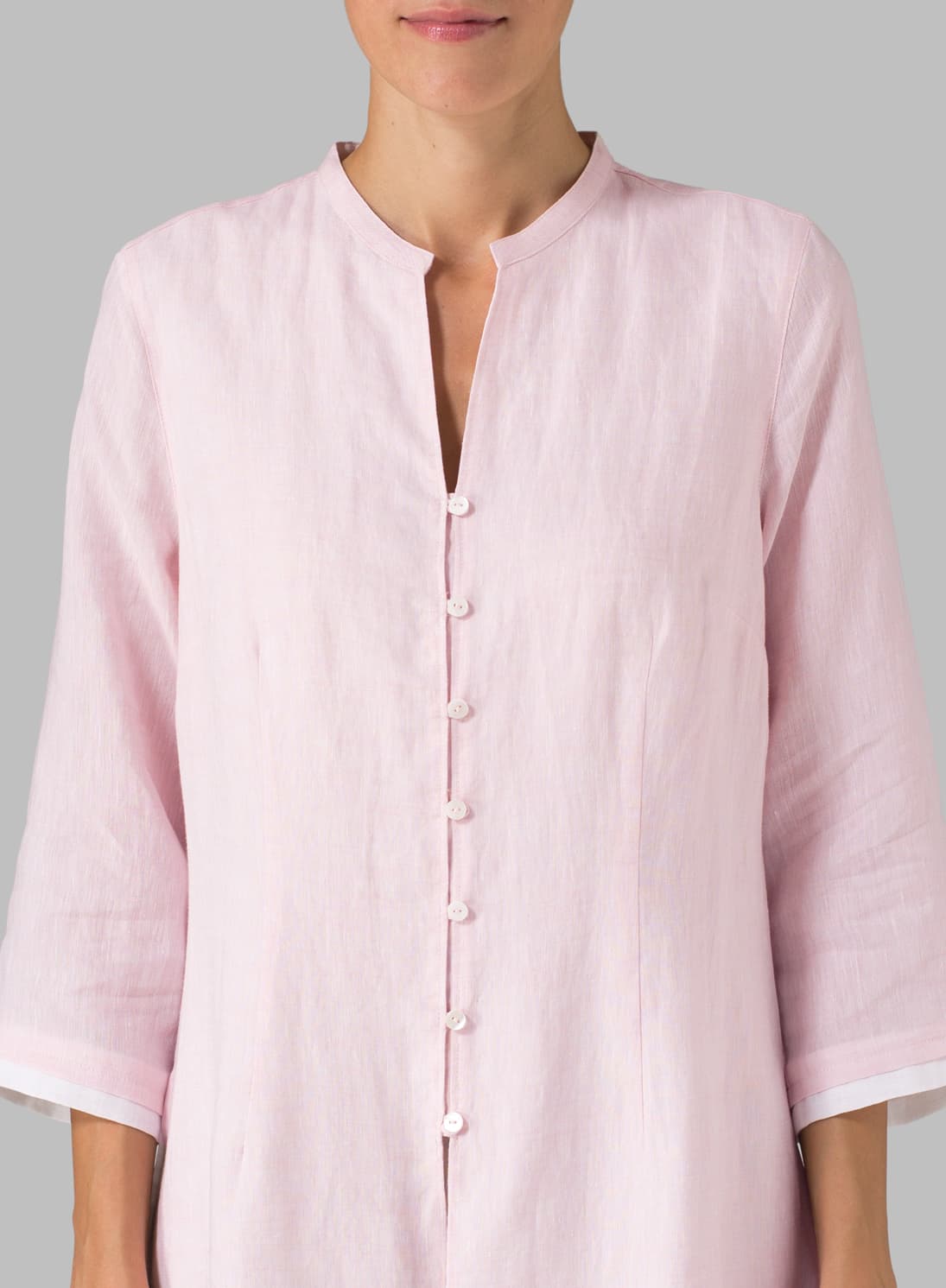 PINK LINEN DOUBLE LAYERS LONG TOP