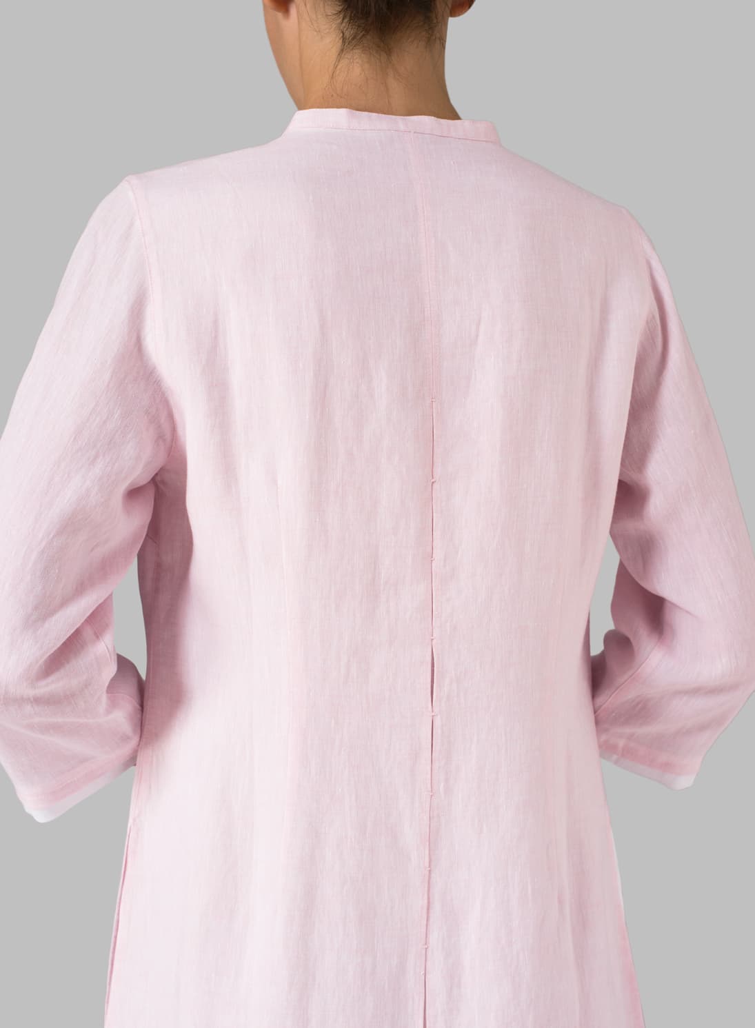 PINK LINEN DOUBLE LAYERS LONG TOP