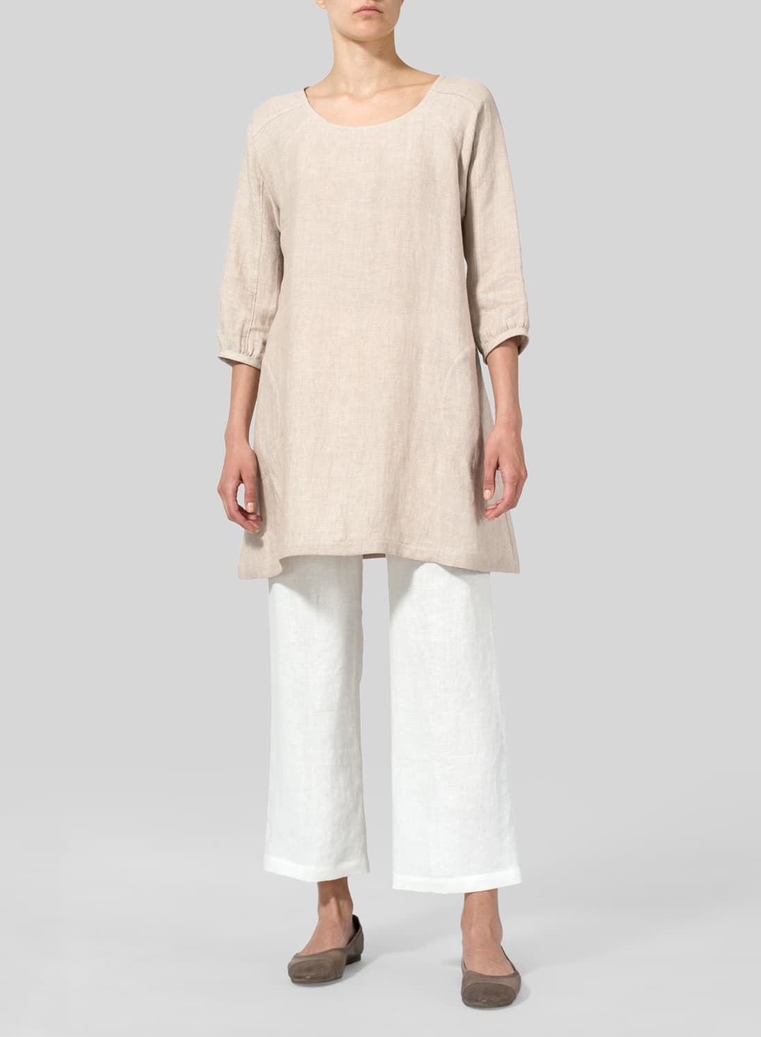 OAT LINEN ELBOW SLEEVE TUNIC