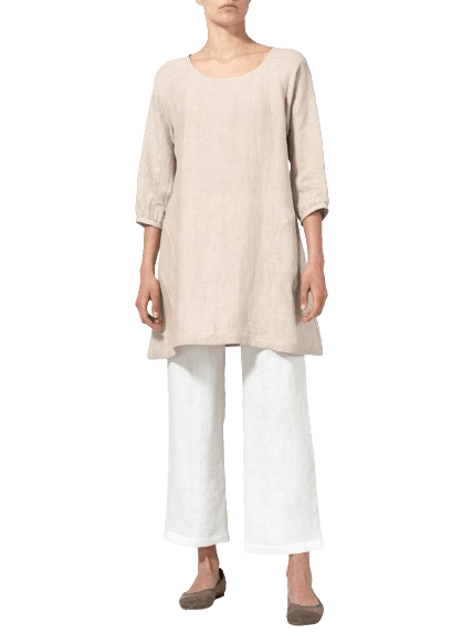 OAT LINEN ELBOW SLEEVE TUNIC
