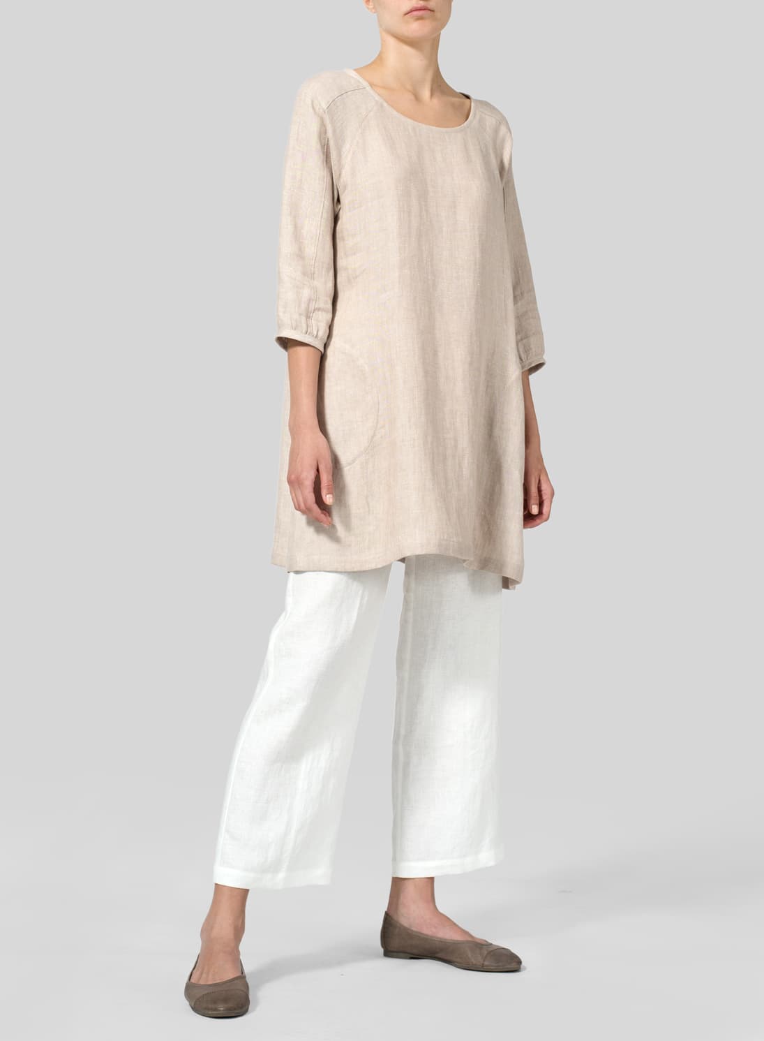 OAT LINEN ELBOW SLEEVE TUNIC