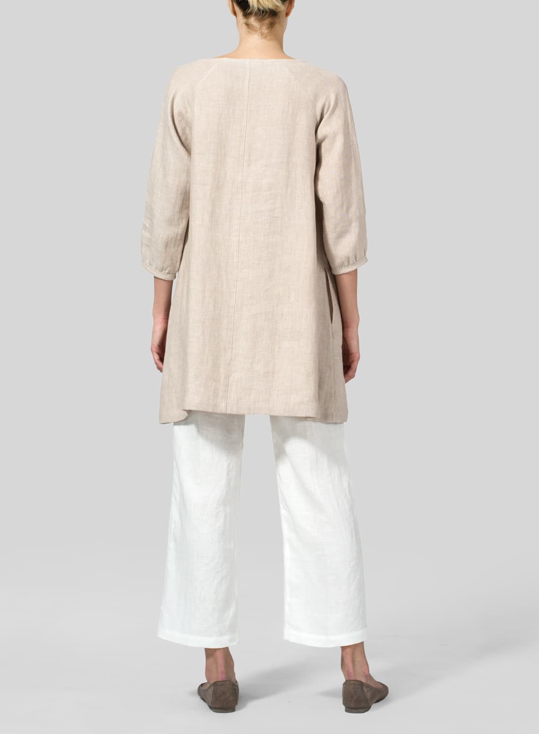 OAT LINEN ELBOW SLEEVE TUNIC