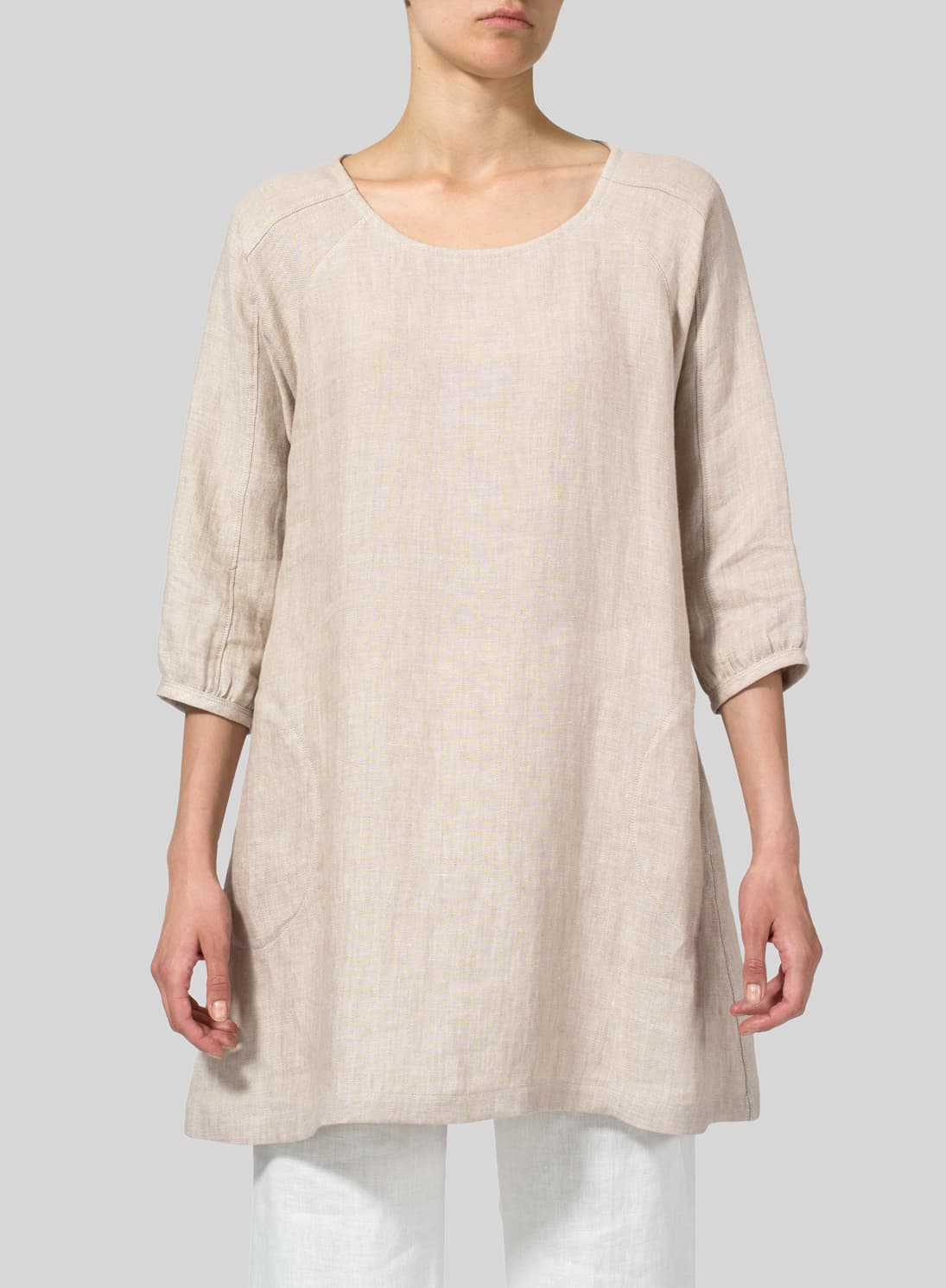 OAT LINEN ELBOW SLEEVE TUNIC