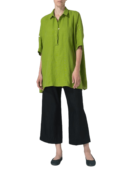 LEAF GREEN LINEN OVERSIZED TUNIC