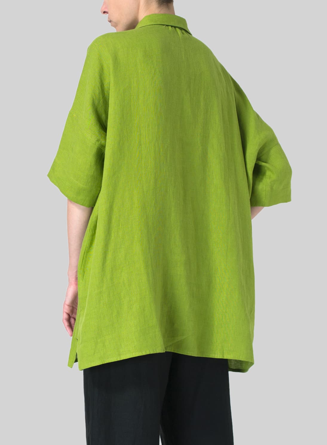 LEAF GREEN LINEN OVERSIZED TUNIC