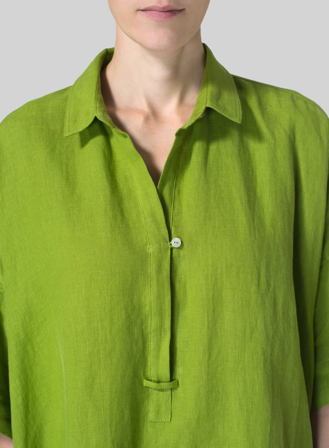 LEAF GREEN LINEN OVERSIZED TUNIC