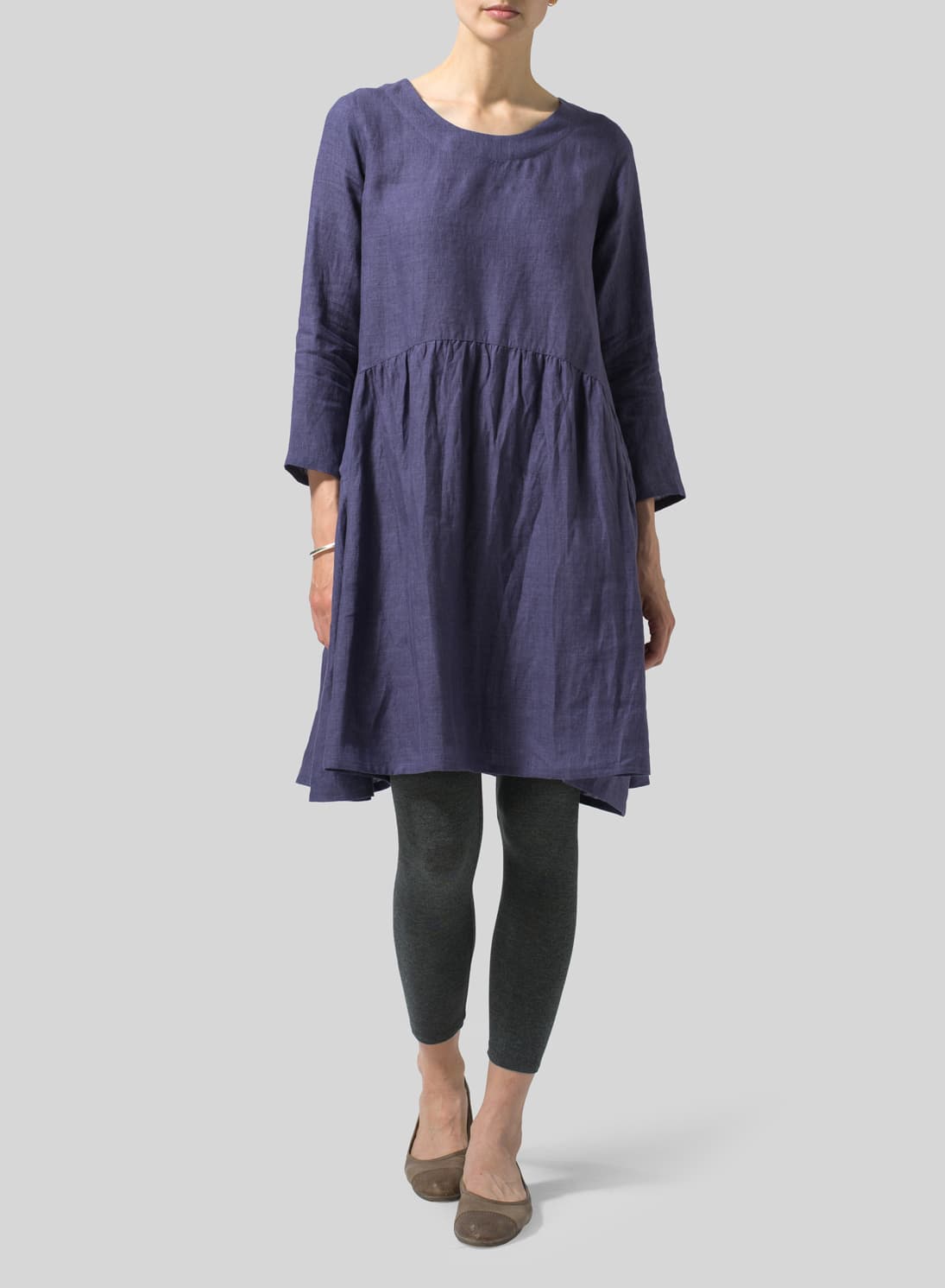 PURPLE LINEN A LINE LONG TOP