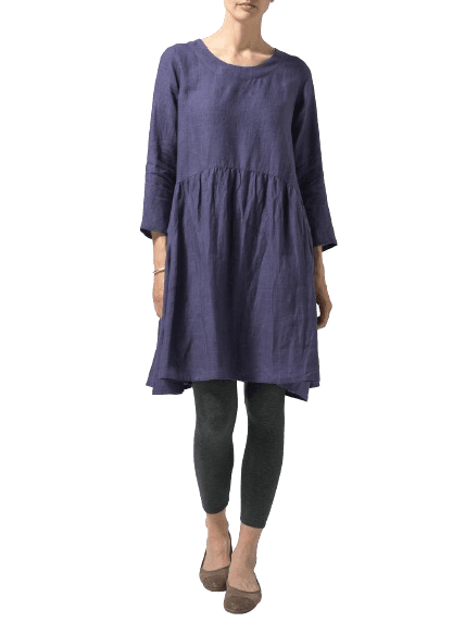PURPLE LINEN A LINE LONG TOP
