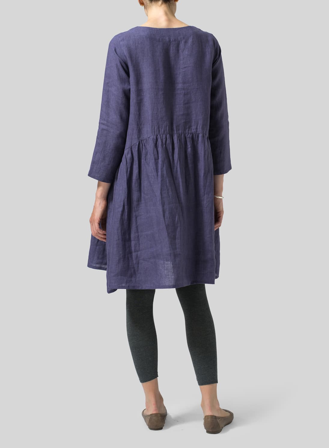 PURPLE LINEN A LINE LONG TOP